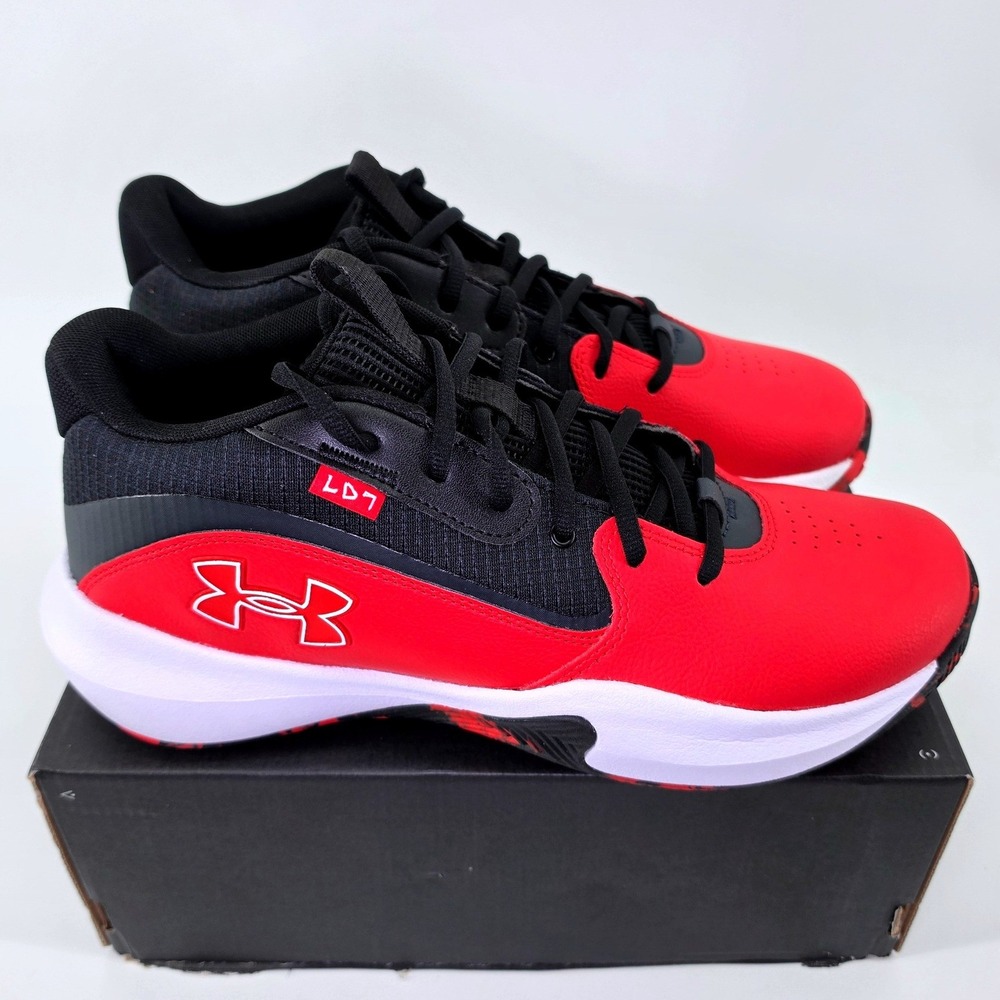 Under Armour Men Lockdown 7 Basketball Shoes Red Black White 3028512-600 M11.5